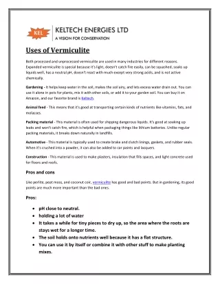 Uses of Vermiculite