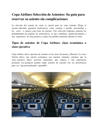 Copa Airlines selección de asientos - Boleto De Avión