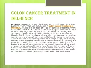 Colon Cancer Treatment in Delhi Ncr