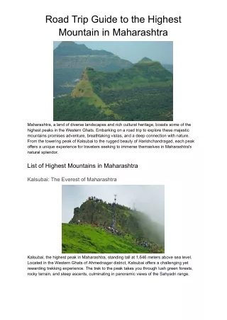 Road Trip Guide to the Highest Mountain in Maharashtra