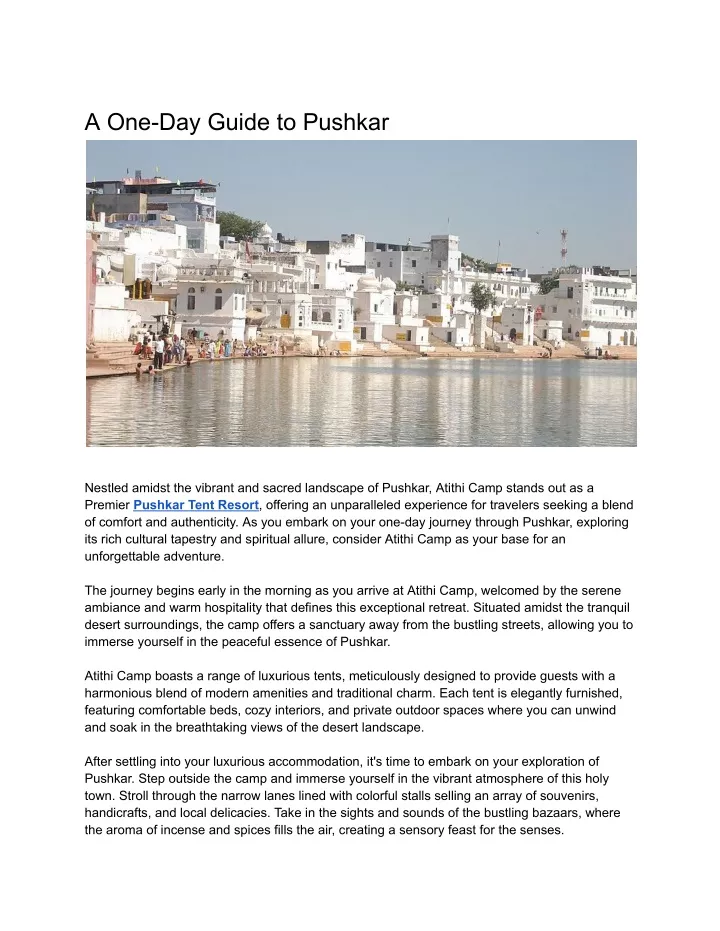 a one day guide to pushkar