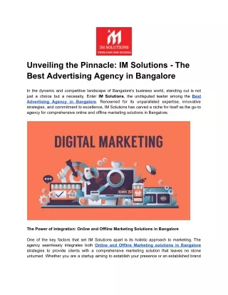Unveiling the Pinnacle_ IM Solutions - The Best Advertising Agency in Bangalore (1)