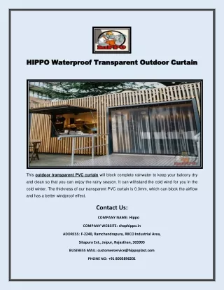 HIPPO Waterproof Transparent Outdoor Curtain