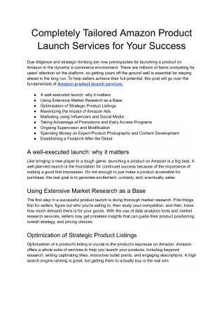 completely tailored amazon product launch