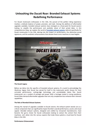 Branded Exhaust Systems for Ducati Motorcycles in USA