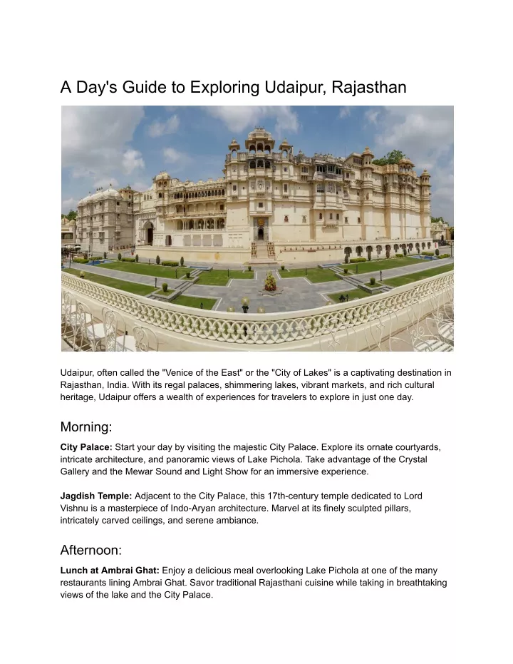 a day s guide to exploring udaipur rajasthan