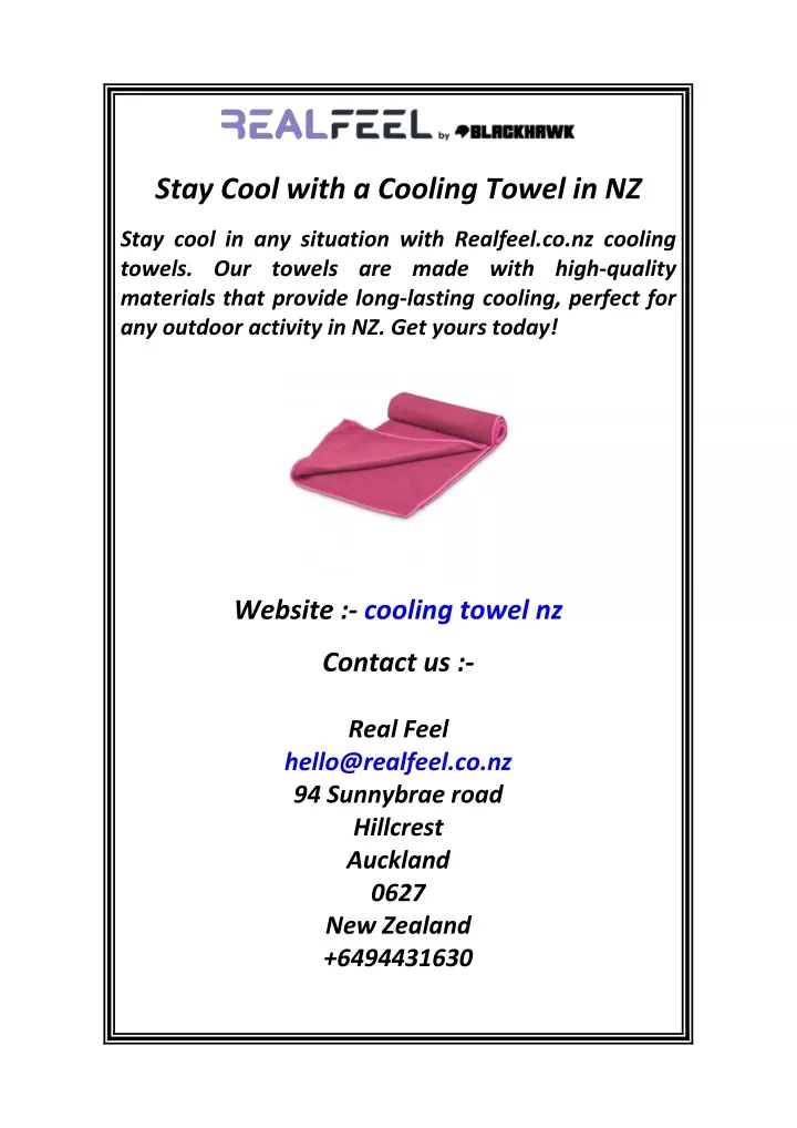 stay cool with a cooling towel in nz