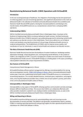 revolutionizing behavioral health ccbhc