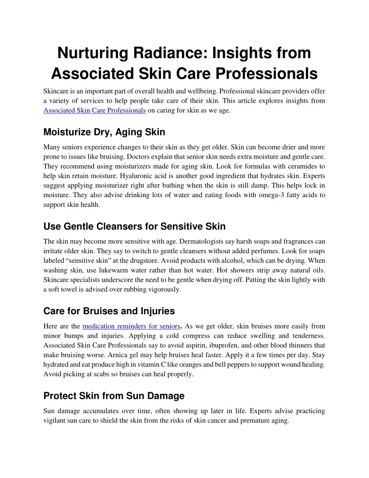 nurturing radiance insights from associated skin