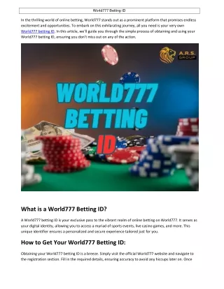 World777 Betting ID (1)