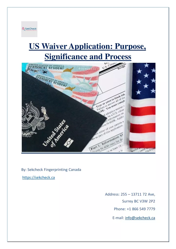us waiver application purpose significance