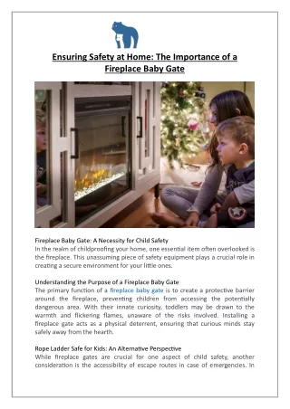 Ensuring Safety at Home: The Importance of a Fireplace Baby Gate