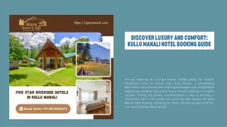 Discover Luxury and Comfort Kullu Manali Hotel Booking Guide