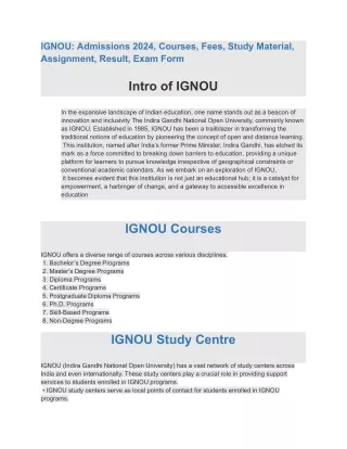 IGNOU: Admissions 2024, Courses, Fees, Study Material, Assignment, Result, Exam