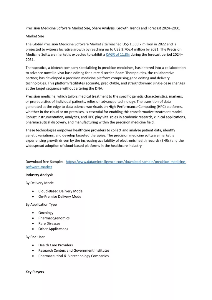 precision medicine software market size share