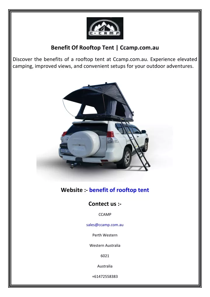 benefit of rooftop tent ccamp com au