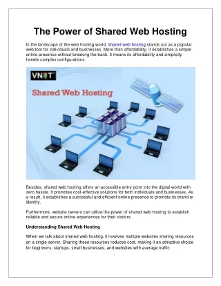 the power of shared web hosting
