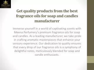 Get quality products from the best fragrance oils