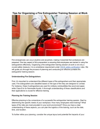Tips for Organizing a Fire Extinguisher Training Session at Work - Impactsafetyinc