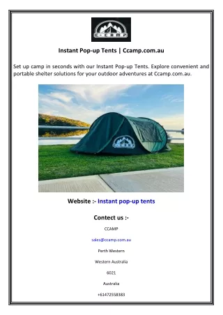 Instant Pop-up Tents  Ccamp.com.au