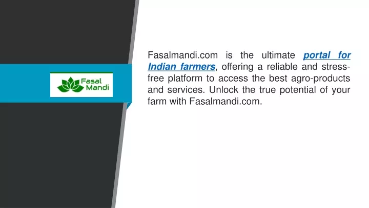 fasalmandi com is the ultimate portal for indian