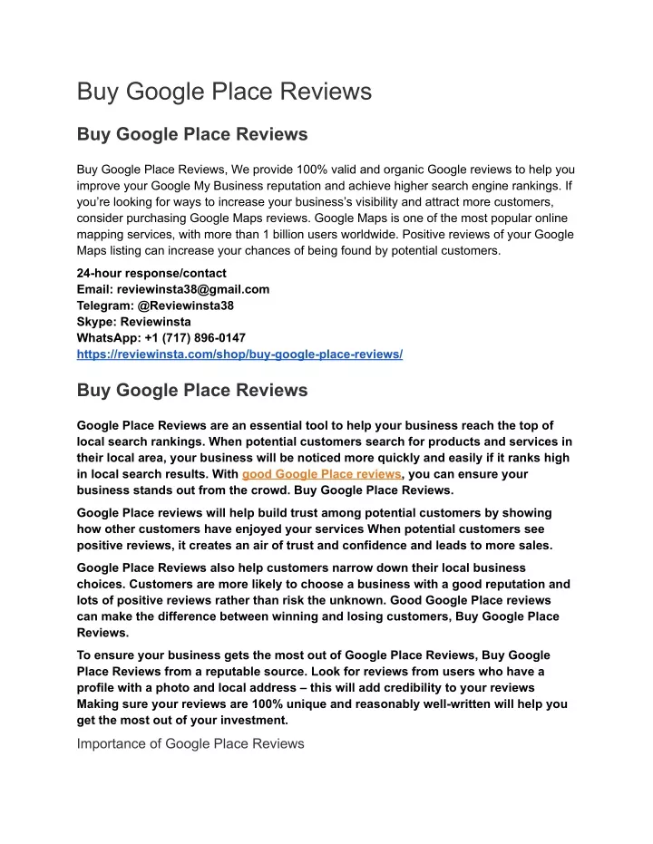 buy google place reviews