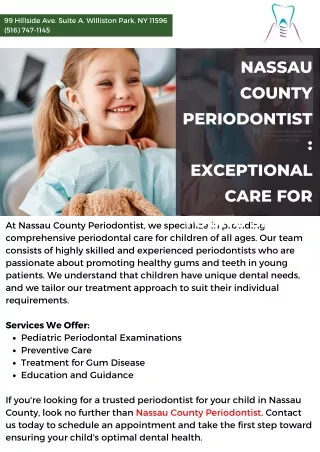 Nassau County Periodontist: Exceptional Care for Young Smiles