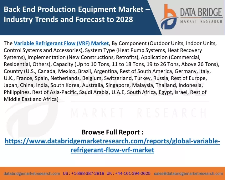 back end production equipment market industry