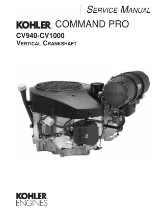 Kohler Command Pro CV940 Vertical Crankshaft Service Repair Manual