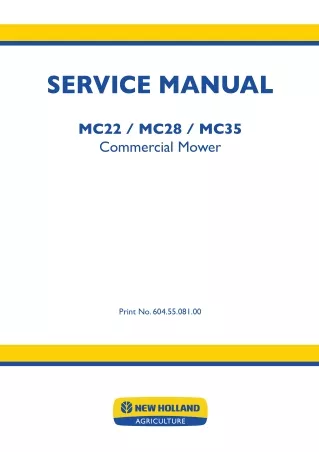 New Holland MC35 Commercial Mower Service Repair Manual