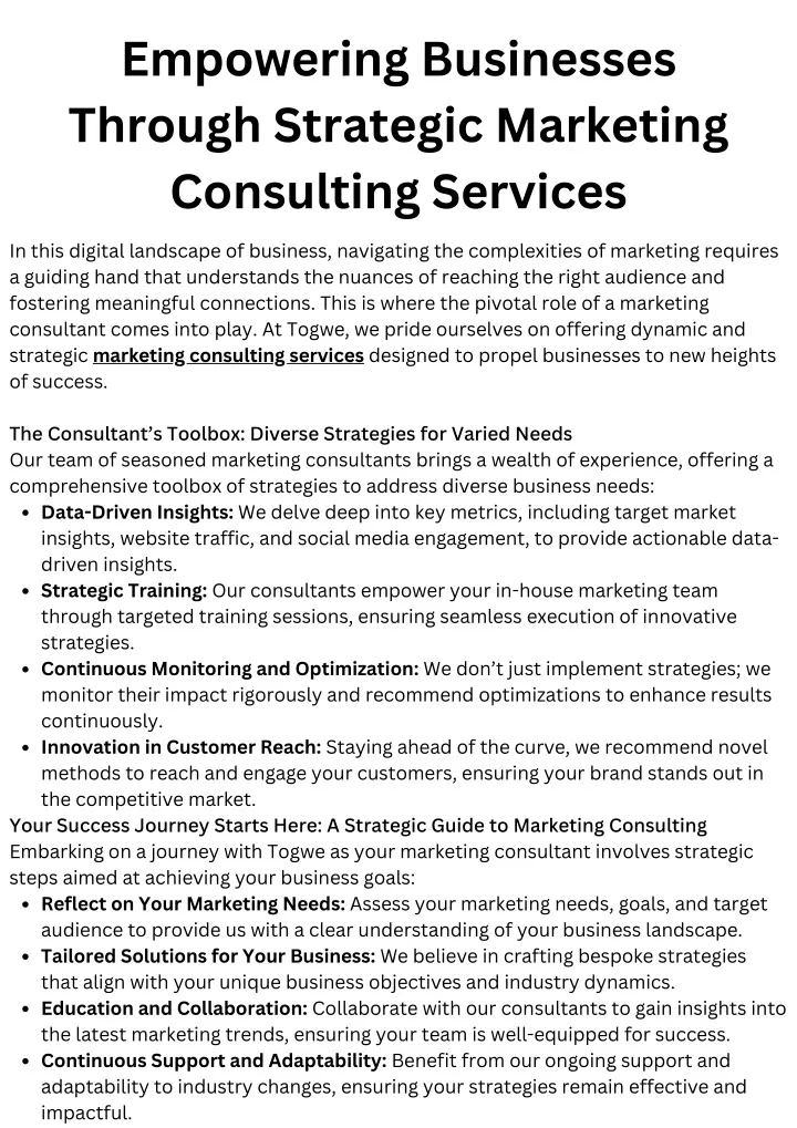 empowering businesses through strategic marketing