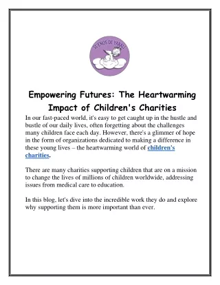Empowering Futures The Heartwarming Impact of Children's Charities