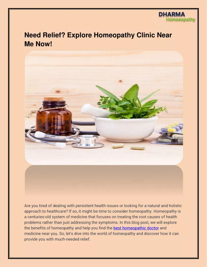need relief explore homeopathy clinic near me now