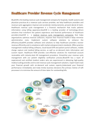 blueehr is the leading revenue cycle management