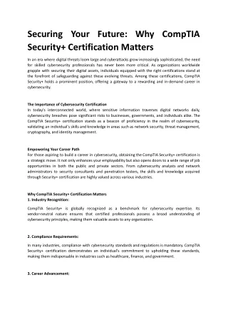 Why CompTIA Security  Certification Matters.docx