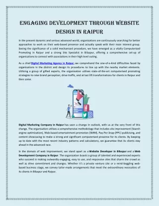 Engaging Development through Website Design in Raipur