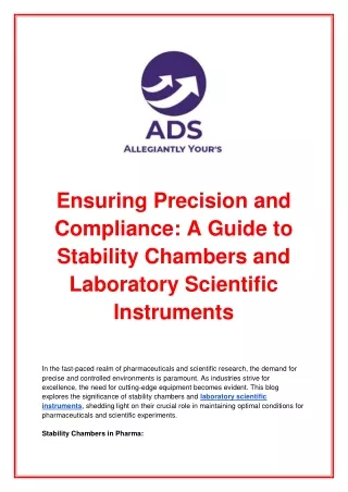 A Guide to Stability Chambers and Laboratory Scientific Instruments