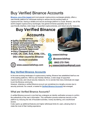 Buy Verified Binance Accounts