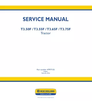 New Holland T3.55F Tractor Service Repair Manual