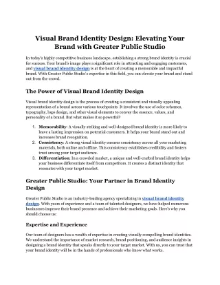 Visual Brand Identity Design Elevating Your Brand with Greater Public Studio
