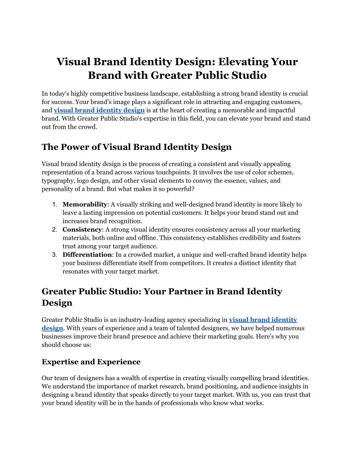 visual brand identity design elevating your brand