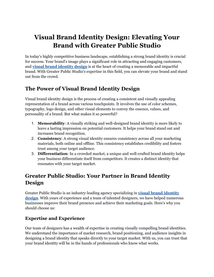 PPT - Visual Brand Identity Design Elevating Your Brand with Greater 