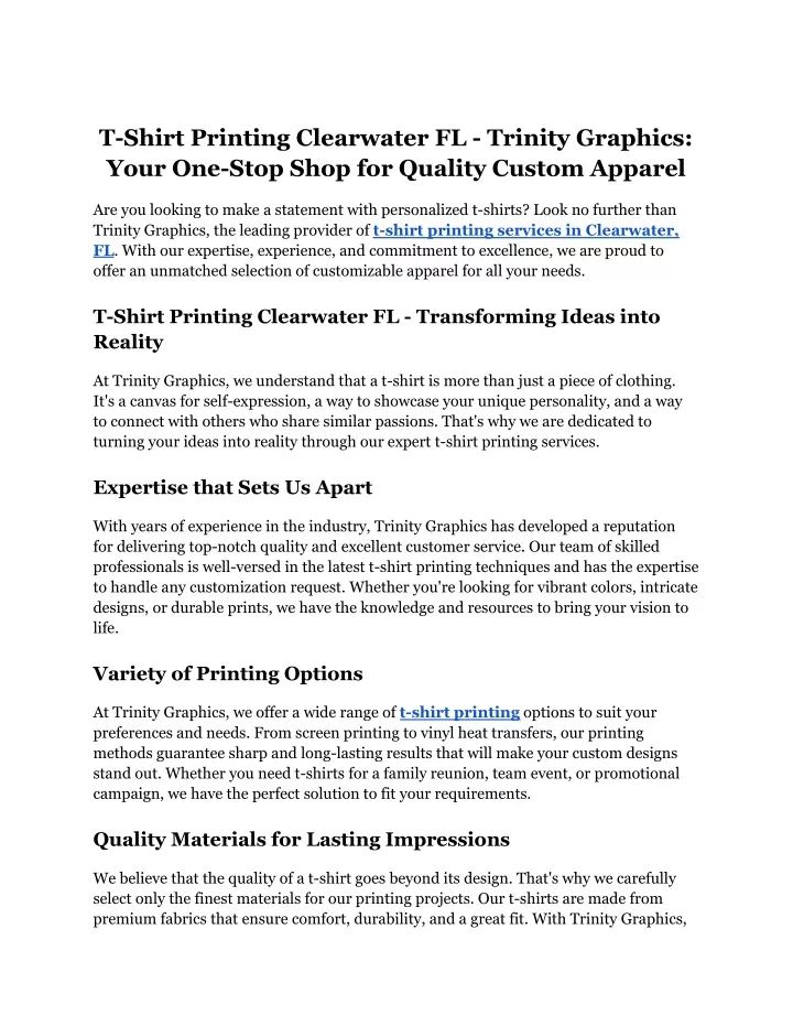 t shirt printing clearwater fl trinity graphics