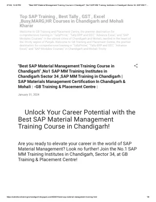 _Best SAP Material Management Training Course in Chandigarh_ ,No1 SAP MM Training Institutes in Chandigarh Sector 34 ,SA