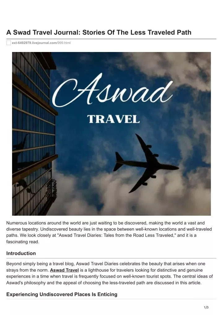 a swad travel journal stories of the less