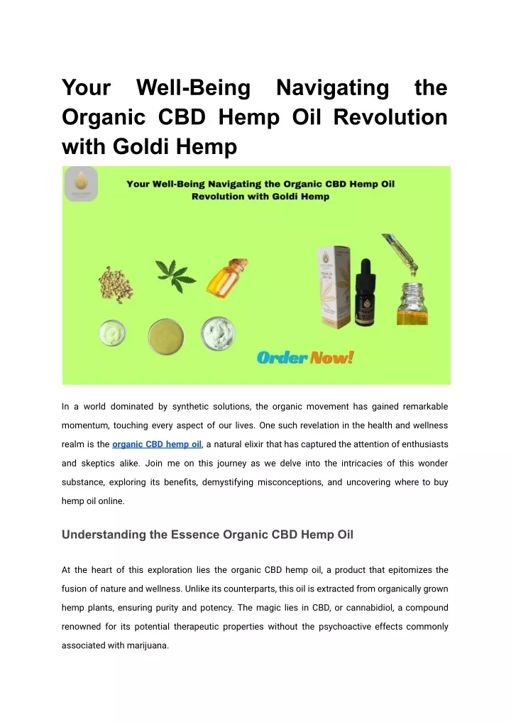 your organic cbd hemp oil revolution with goldi