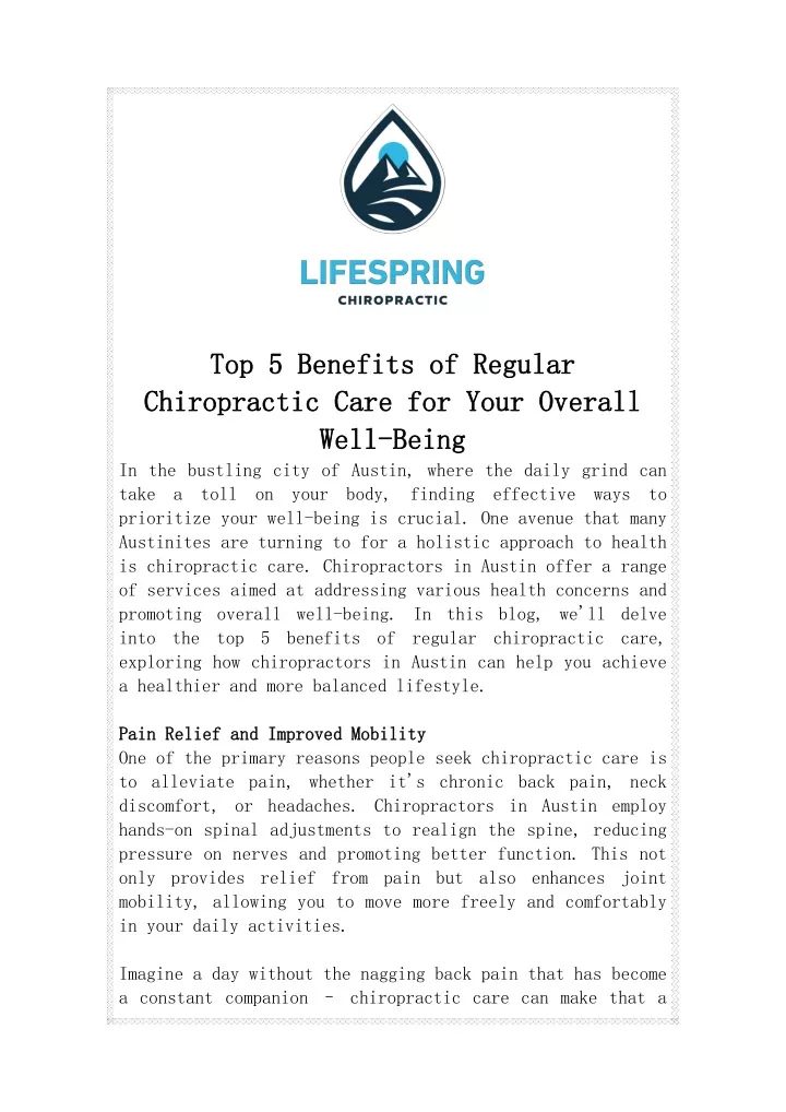 top top 5 5 benefits benefits of chiropractic