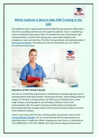 which institute is best to take cna training