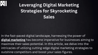 Leveraging Digital Marketing Strategies for Skyrocketing Sales