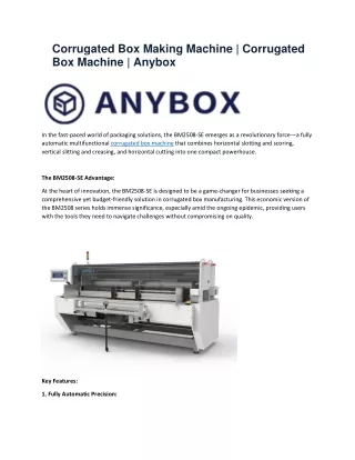 Corrugated Box Making Machine | Corrugated Box Machine | Anybox